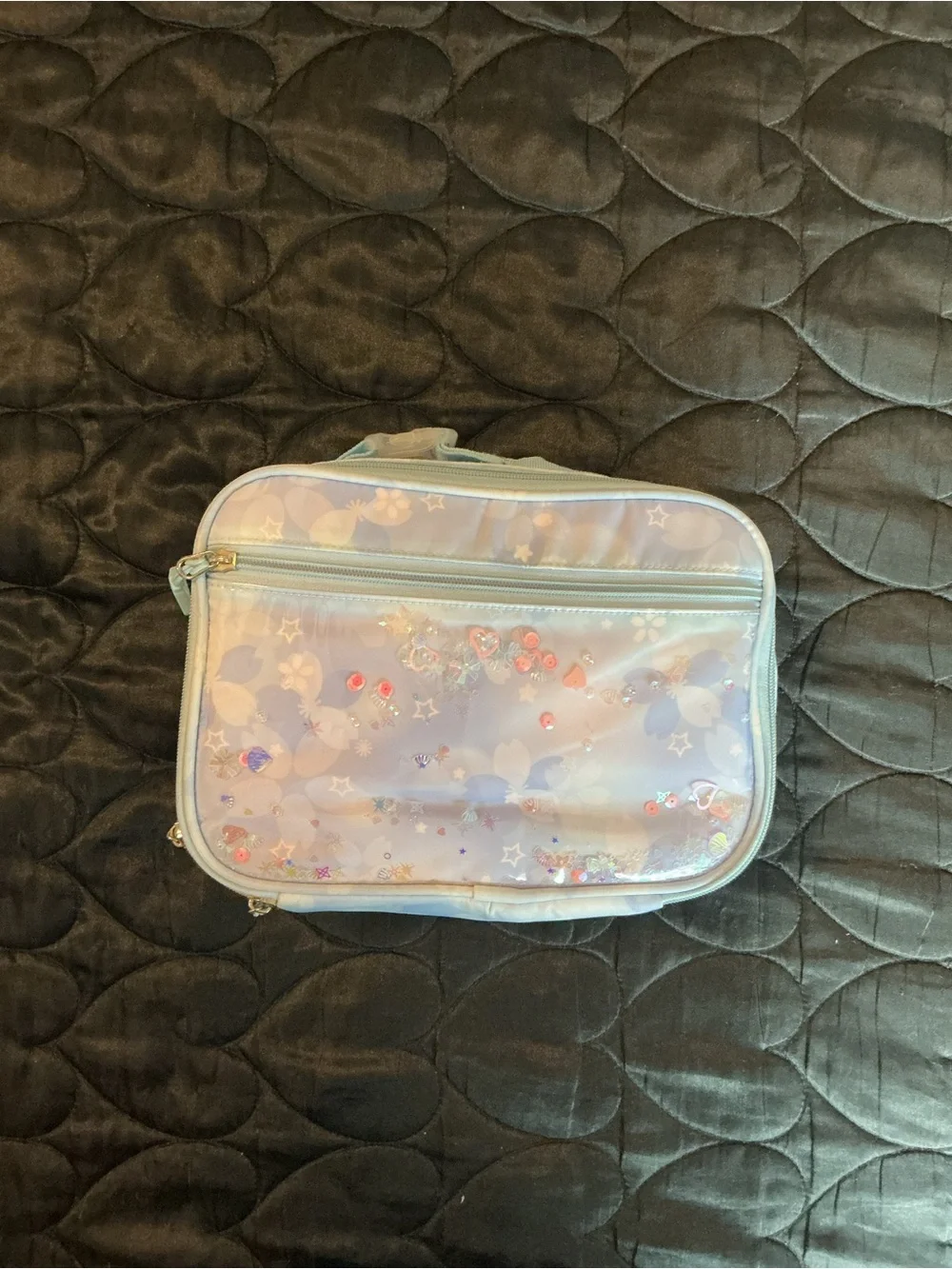 Girl Light Blue lunch bag Pouch with sparkle stars